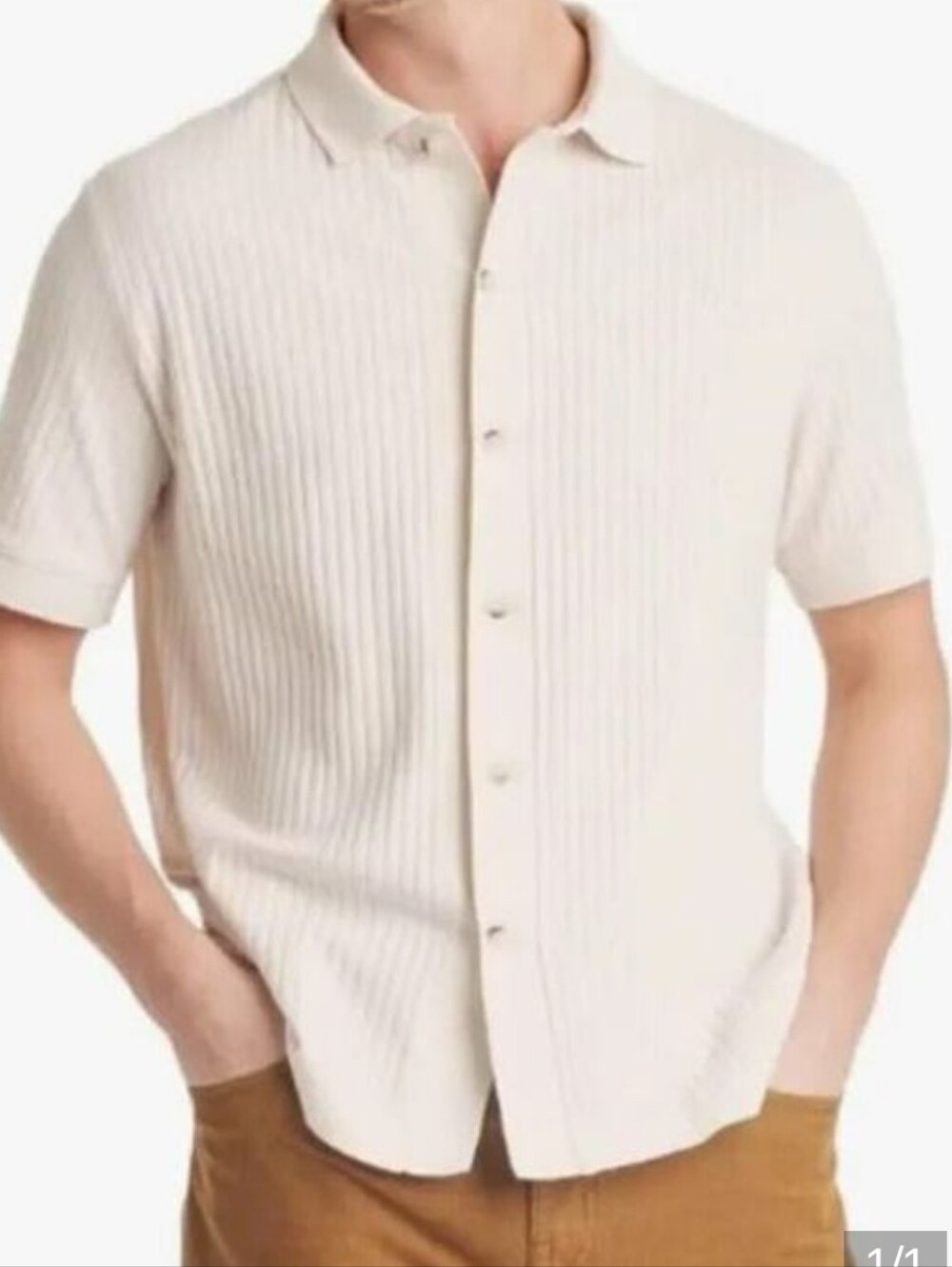 NEW Goodfellow & Co Cream Soft Short-Sleeve Knit Button Polo Shirt Men's M